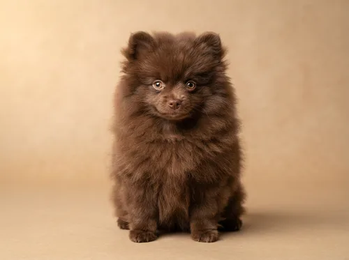 Chocolate Pomeranian puppy available in Singapore, rich brown double coat